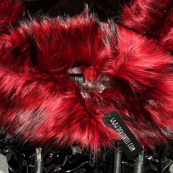 BRAND NEW y2k fur trim leather jacket - Picture 3 of 3